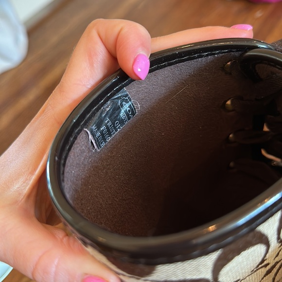 Coach Tristee Rainboots Lace-up Size 6B Brown - Picture 6 of 10